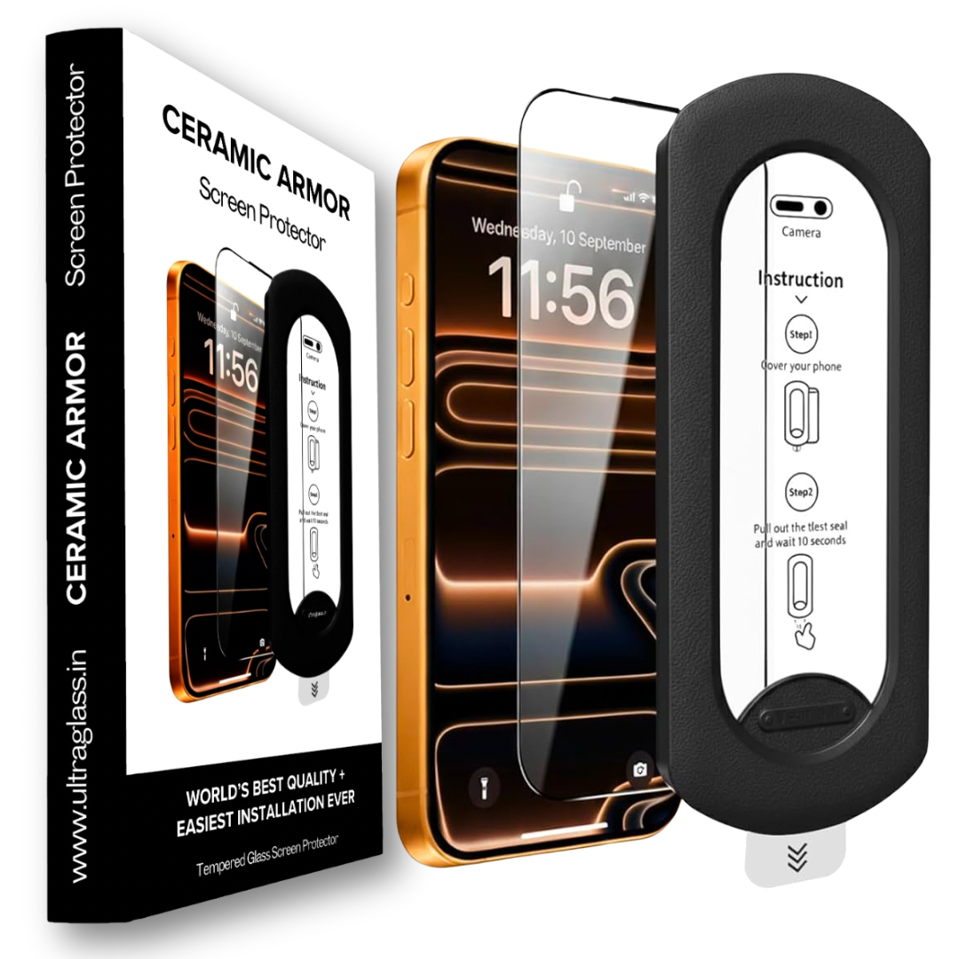 Ceramic Armor – Premium Tempered Glass Screen Guard Protector for iPhone (Bubble-Free & Easy Install)